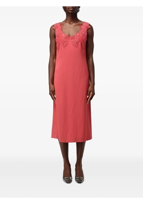 Alberta Ferretti lace-trimmed sleeveless midi dress - Red