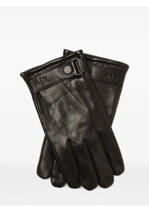 Armani Exchange logo-embossed lambskin gloves - Black