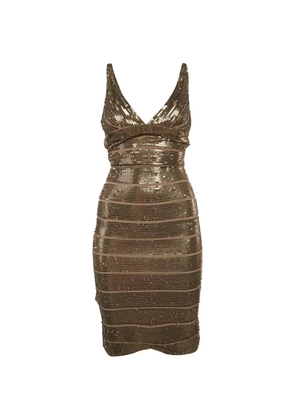 Hervé Léger Pre-Owned sequin-embellished dress - Gold