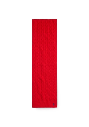 Polo Ralph Lauren cable-knit embroidered Pony scarf