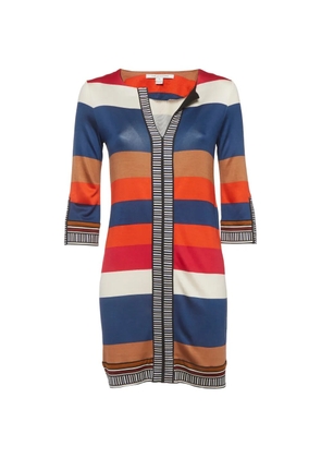 DVF Diane von Furstenberg striped V-neck silk mini dress - Blue