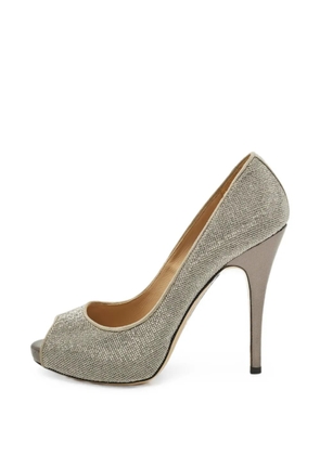 Valentino Garavani Pre-Owned crystal-embellished peep-toe pumps - Grey