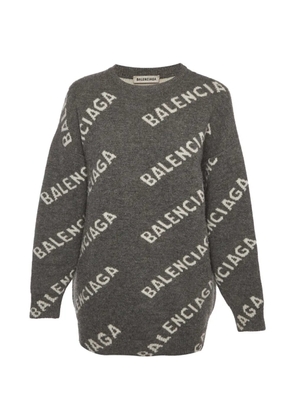 Balenciaga Pre-Owned logo-motif oversized wool sweater - Grey