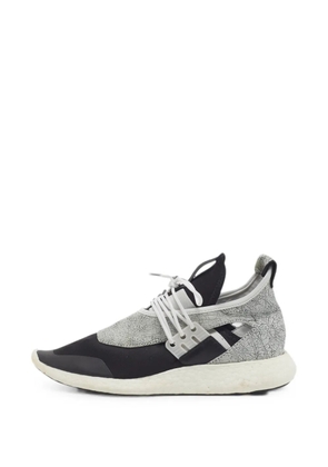 Y-3 Elle Run lace-up cracked-leather sneakers - Black