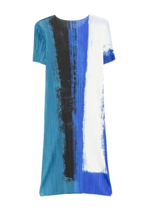 Pleats Please Issey Miyake Jump pleated paint-effect midi dress - Blue