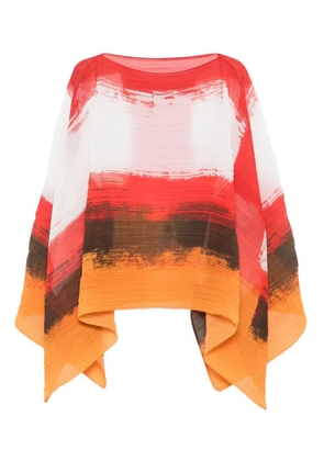 Pleats Please Issey Miyake pleated abstract-print top - Red