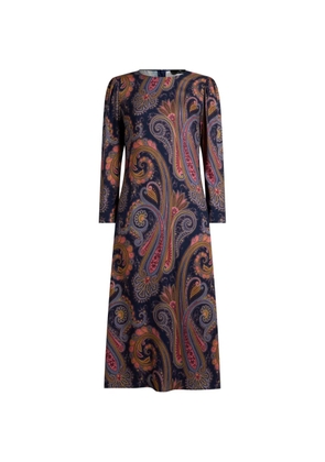 ETRO crepe midi dress with Paisley motif - Blue
