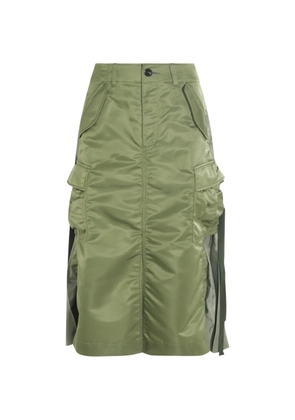 sacai pleated-panel cargo midi skirt - Green