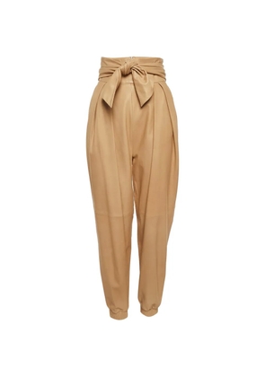 KRISTINA FIDELSKAYA pleated leather trousers - Neutrals