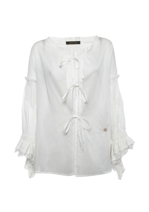 Roberto Cavalli Vintage smocked ruffled blouse - White