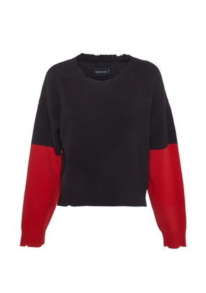 Zadig&Voltaire distressed colour-block wool sweater - Blue