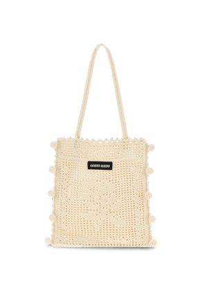Miu Miu pom-pom crochet shoulder bag - Neutrals