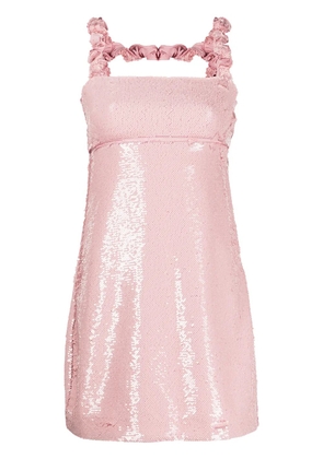 GANNI sequinned sleeveless mini dress - Pink