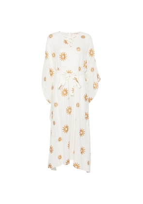Sundress Lavande sun-print lace-up kaftan - White