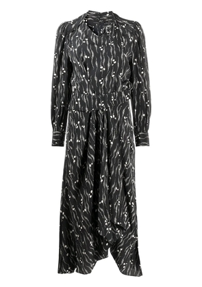 ISABEL MARANT print silk midi dress - Black