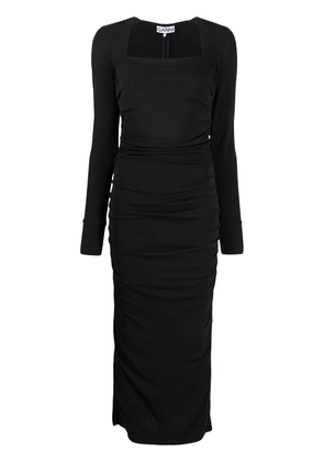 GANNI square-neck long-sleeve dress - Black