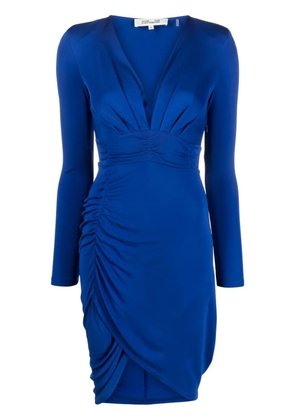 DVF Diane von Furstenberg gathered V-neck dress - Blue