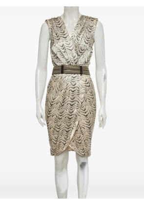 Elisabetta Franchi Printed belted mini dress - Neutrals