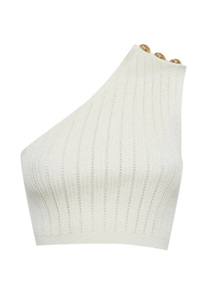 Balmain Pre-Owned one-shoulder pointelle-knit top - Neutrals