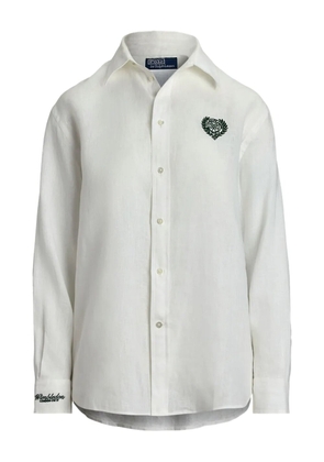 Polo Ralph Lauren heart-embroidered linen shirt - White