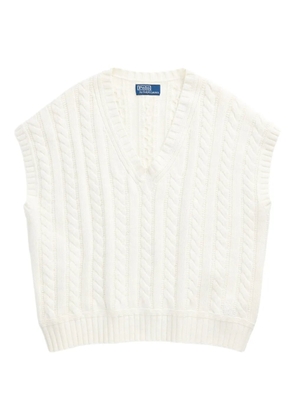Polo Ralph Lauren cable-knit V-neck sleeveless vest - White