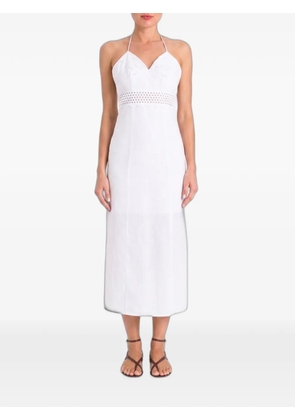 TWINSET broderie-anglaise halterneck midi dress - White