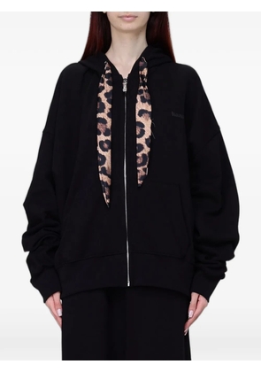 DISCLAIMER leopard-print drawstring hoodie - Black