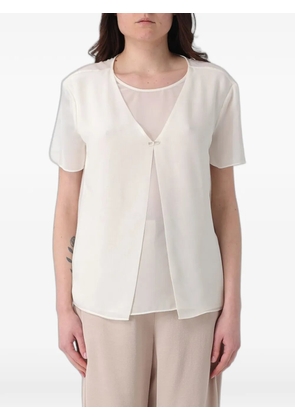 Emporio Armani chiffon-panel short-sleeve top - White