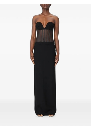 Mônot mesh-panelled strapless maxi dress - Black
