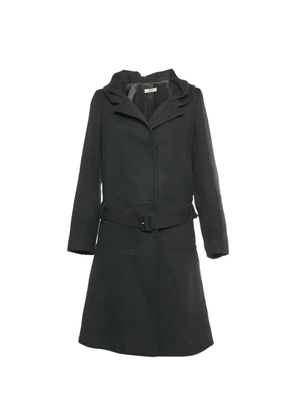 Prada Pre-Owned belted wool overcoat - Black