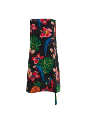 Valentino Garavani Pre-Owned tropical-print draped midi dress - Black
