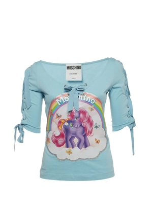 Moschino Pre-Owned Couture pony-print lace-up top - Blue