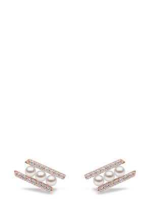 Yoko London 18kt rose gold Akoya pearl and diamond earrings - Pink