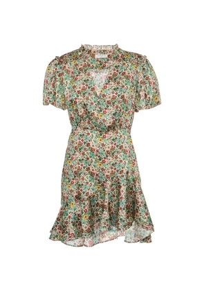 SANDRO mini floral-print ruffled dress - Neutrals