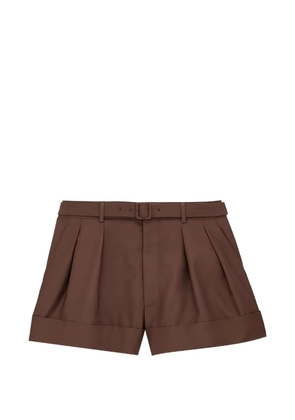 Saint Laurent belted-detail pleat-detail shorts - Brown