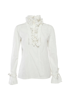 Givenchy Pre-Owned ruffled neck buttoned blouse - White