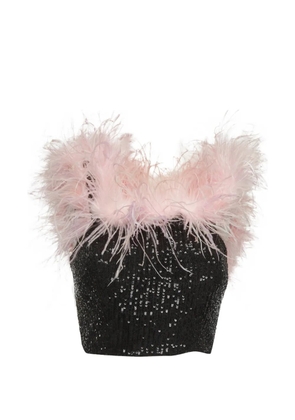 Self-Portrait 2023 sequin-embellished crop top - Black