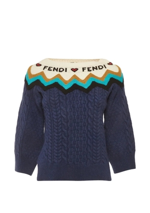 Fendi Pre-Owned cable-knit sweater - Blue