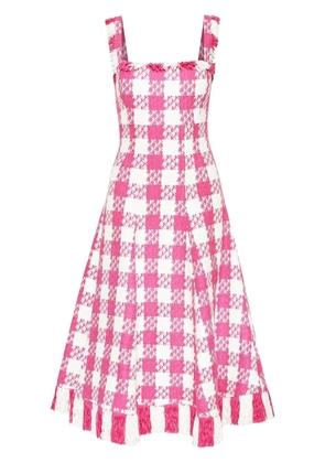 Oscar de la Renta houndstooth square-neck dress - Pink