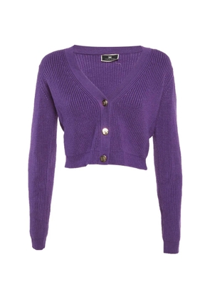 Elisabetta Franchi ribbed-knit cropped cardigan - Purple