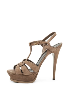 Saint Laurent Pre-Owned Tribute suede platform sandals - Brown