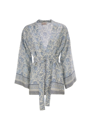 MC2 Saint Barth floral-print silk kimono - Neutrals