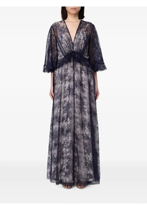 Alberta Ferretti sequin-embellished lace maxi dress - Blue