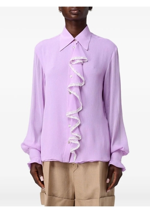 Alberta Ferretti lace-trim ruffled shirt - Purple