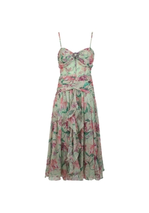 PatBO Honey Flower ruffled dress - Green