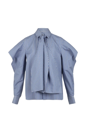 sacai ruffled-sleeve pussy-bow shirt - Blue