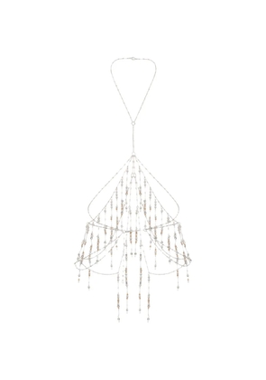 Rabanne pearl-embellished fringed body chain - Silver
