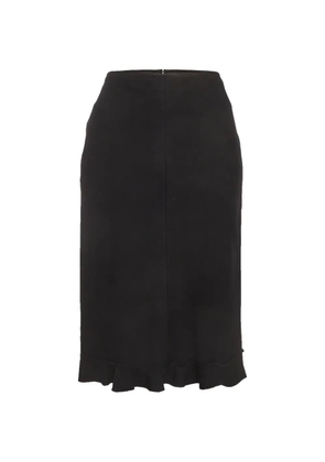 Louis Vuitton Pre-Owned ruffle-trim pencil midi skirt - Black