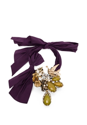 Biyan crystal-embellished bird-motif necklace - Purple