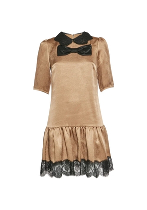 Dolce & Gabbana Pre-Owned lace-trim ruffled-hem mini dress - Neutrals